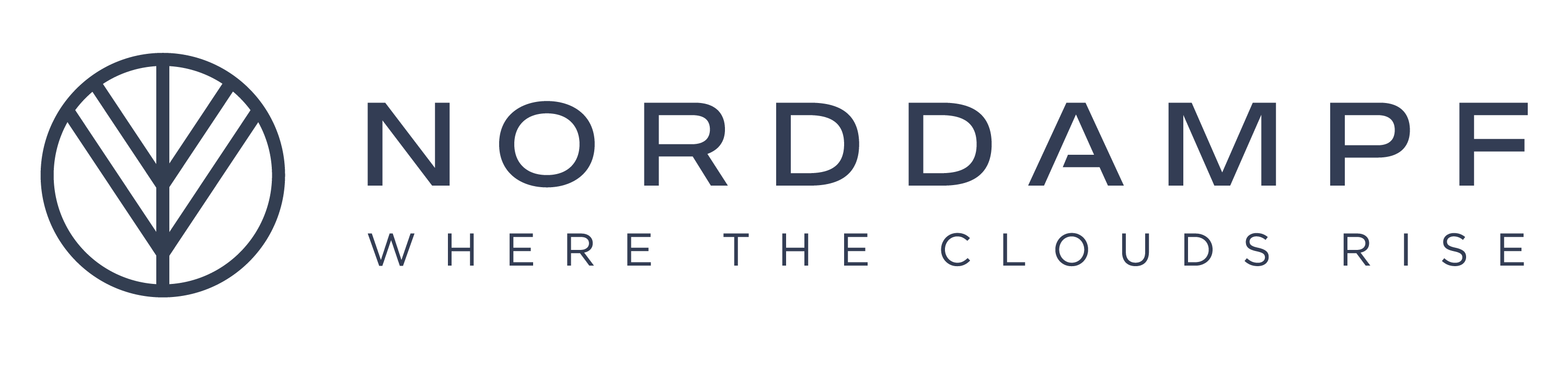 Norddampf logo with tagline 'Where the Clouds Rise' on a white background